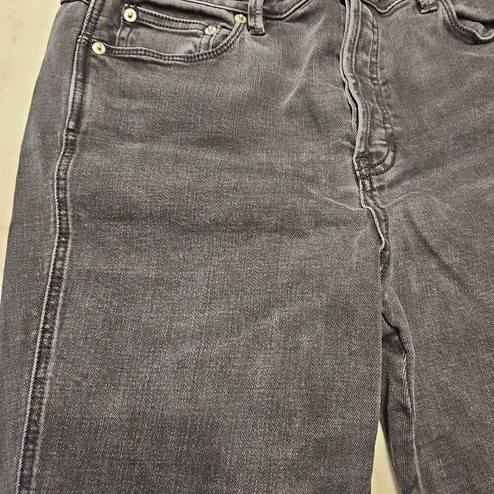 Free People Women's Black Gray Skinny Ankle Mid-Rise Stretch Denim Jeans Sz 31